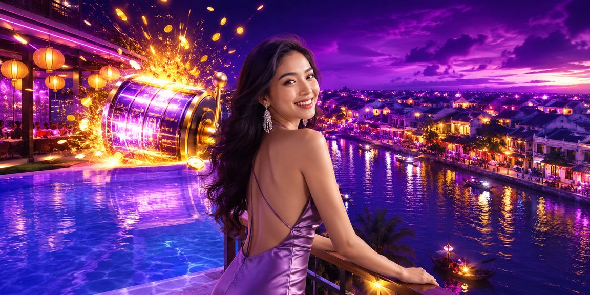 Người dùng tại Hội An chơi slot game và uống cà phê buổi sáng